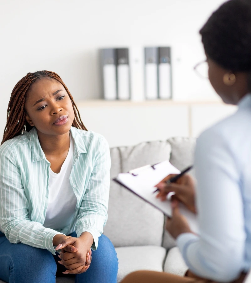 Person finding clarity through therapy